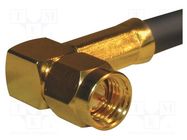 Connector: SMA; plug; male; angled 90°; 50Ω; soldering,crimped AMPHENOL RF