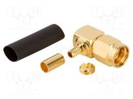 Connector: RP-SMA; plug; reverse,female; angled 90°; 50Ω; PTFE AMPHENOL RF