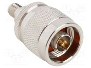 Adapter; N male,RP-SMA female; Insulation: PTFE; 50Ω; Mat: brass AMPHENOL RF