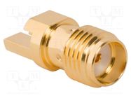 Connector: SMA; plug; female; straight; 50Ω; SMT; for cable; PTFE AMPHENOL RF