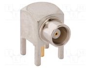 Connector: MCX; socket; female; angled 90°; 50Ω; THT; on PCBs; PTFE AMPHENOL RF