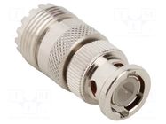Adapter; BNC male,UHF female; 50Ω; brass; Plating: nickel; 4GHz AMPHENOL RF
