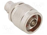 Adapter; BNC female,N male; Insulation: PTFE; 50Ω; Mat: brass; 4GHz AMPHENOL RF