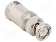 Adapter; BNC male,N female; Insulation: PTFE; 50Ω; Mat: brass AMPHENOL RF