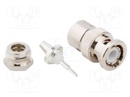 Connector: BNC; plug; male; straight; 50Ω; soldering,clamp; PTFE AMPHENOL RF