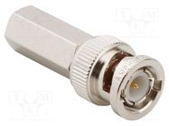 Connector: BNC; plug; male; straight; 50Ω; twist-on; for cable; POM AMPHENOL RF