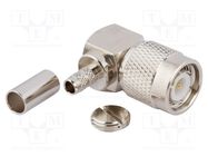 Connector: TNC; plug; male; angled 90°; 50Ω; crimped; for cable; POM AMPHENOL RF