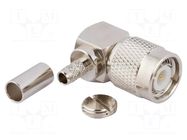 Connector: TNC; plug; male; angled 90°; 50Ω; crimped; for cable; POM AMPHENOL RF