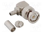 Connector: BNC; plug; male; angled 90°; 50Ω; soldering,crimped AMPHENOL RF