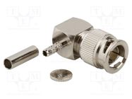 Connector: Mini BNC; plug; male; angled 90°; 75Ω; for cable; PTFE AMPHENOL RF