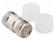 Adapter; UHF female,both sides; brass; Plating: nickel; 300MHz AMPHENOL RF