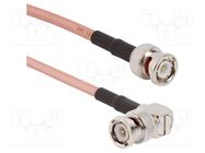 Cable; BNC male,both sides; angled,straight; 0.25m; 50Ω AMPHENOL RF