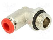 Push-in fitting; angled; -0.99÷20bar; nickel plated brass 