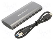 Hard discs housing: M.2; PnP; SATA III,USB 3.1; aluminium; grey QOLTEC