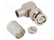 Connector: BNC; plug; male; angled 90°; 50Ω; soldering,crimped AMPHENOL RF