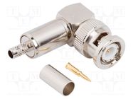 Connector: BNC; plug; male; angled 90°; 50Ω; crimped; for cable AMPHENOL RF