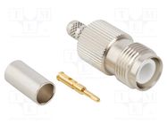 Connector: RP-TNC; plug; male,reverse; straight; 50Ω; crimped; PTFE AMPHENOL RF