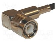 Connector: TNC; plug; male; angled 90°; 50Ω; crimped; for cable; POM AMPHENOL RF