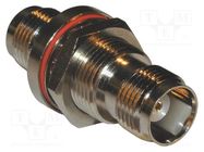 Adapter; TNC female,both sides; Insulation: POM; 50Ω; brass; 11GHz AMPHENOL RF