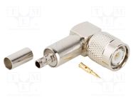 Connector: TNC; plug; male; angled 90°; 50Ω; crimped; for cable; POM AMPHENOL RF