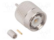 Connector: TNC; plug; male; straight; 50Ω; crimped; for cable; POM AMPHENOL RF