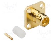 Connector: SMA; socket; female; straight; 50Ω; soldering; PTFE AMPHENOL RF