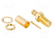 Connector: RP-SMA; socket; male,reverse; straight; 50Ω; PTFE; brass AMPHENOL RF