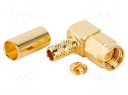 Connector: RP-SMA; plug; reverse,female; angled 90°; 50Ω; PTFE AMPHENOL RF