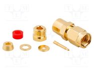 Connector: SMA; plug; male; straight; 50Ω; soldering,clamp; PTFE AMPHENOL RF