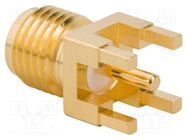 Connector: SMA; plug; female; straight; 50Ω; THT; for cable; PTFE AMPHENOL RF