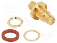 Adapter; SMA female,both sides; Insulation: PTFE; 50Ω; brass; IP68 AMPHENOL RF