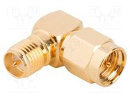 Adapter; RP-SMA female,SMA male; Insulation: PTFE; 50Ω; Mat: brass AMPHENOL RF