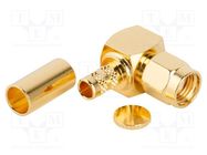 Connector: RP-SMA; plug; reverse,female; angled 90°; 50Ω; PTFE AMPHENOL RF