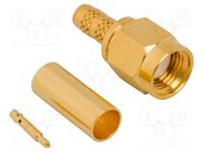 Connector: SMA; plug; male; straight; 50Ω; soldering,crimped; PTFE AMPHENOL RF