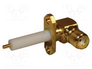 Connector: SMA; socket; female; angled 90°; 50Ω; soldering; PTFE AMPHENOL RF