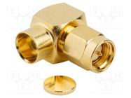 Connector: SMA; plug; male; angled 90°; 50Ω; soldering; for cable AMPHENOL RF