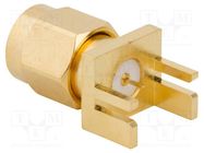 Connector: SMA; plug; male; straight; 50Ω; SMT; for cable; PTFE AMPHENOL RF