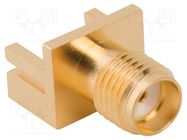 Connector: SMA; plug; female; straight; 50Ω; SMT; for cable; PTFE AMPHENOL RF