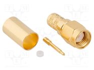 Connector: SMA; plug; male; straight; 50Ω; soldering,crimped; PTFE AMPHENOL RF