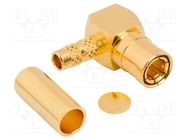 Connector: Mini SMB; plug; female; angled 90°; 75Ω; for cable; PTFE AMPHENOL RF