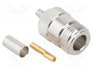 Connector: N; plug; female; straight; 50Ω; crimped; for cable; PTFE AMPHENOL RF