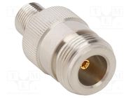 Adapter; F female,N female; Insulation: PTFE; 50Ω; Mat: brass; 2GHz AMPHENOL RF