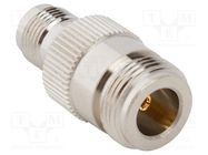 Adapter; N female,RP-TNC female; Insulation: PTFE; 50Ω; brass AMPHENOL RF