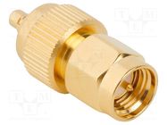 Adapter; MMCX male,SMA male; Insulation: PTFE; 50Ω; brass; 6GHz AMPHENOL RF