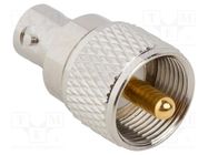 Adapter; BNC female,UHF male; Insulation: PTFE; 50Ω; Mat: brass AMPHENOL RF