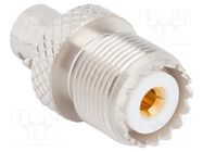 Adapter; BNC female,UHF female; Insulation: PTFE; 50Ω; brass AMPHENOL RF