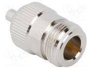 Adapter; MCX female,N female; Insulation: PTFE; 50Ω; Mat: brass AMPHENOL RF