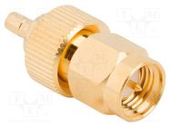 Adapter; SMA male,SSMB female; Insulation: PTFE; 50Ω; Mat: brass AMPHENOL RF