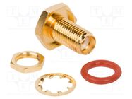 Adapter; AMC female,SMA female; Insulation: PTFE; 50Ω; Mat: brass AMPHENOL RF