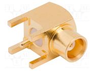 Connector: MCX; socket; female; angled 90°; 50Ω; THT; on PCBs; PTFE AMPHENOL RF